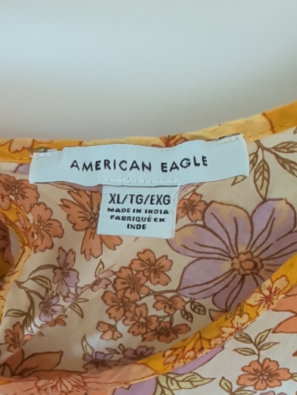 American Eagle Outfitters Pink & Mustard Floral Tiered Peasant Dress - Picture 2 of 9